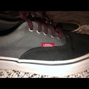 Vans Canvas Skate Shoes Red Black Grey 🎴🏁